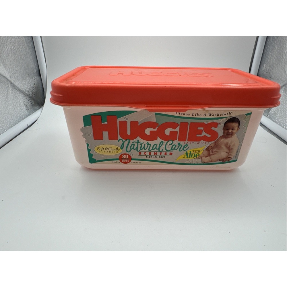 Vintage 1997 Huggies Natural Care Baby Wipes Empty Container No wipes